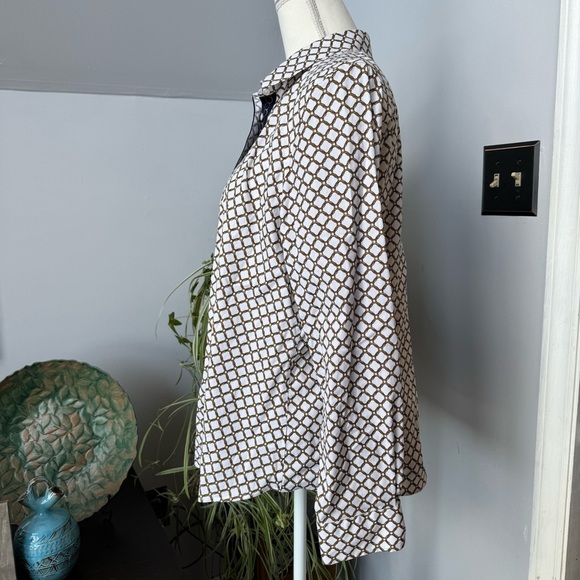 Talbots No Iron Button Up Dress Shirt White Gold Chain Design size 16 Cotton - Picture 4 of 7